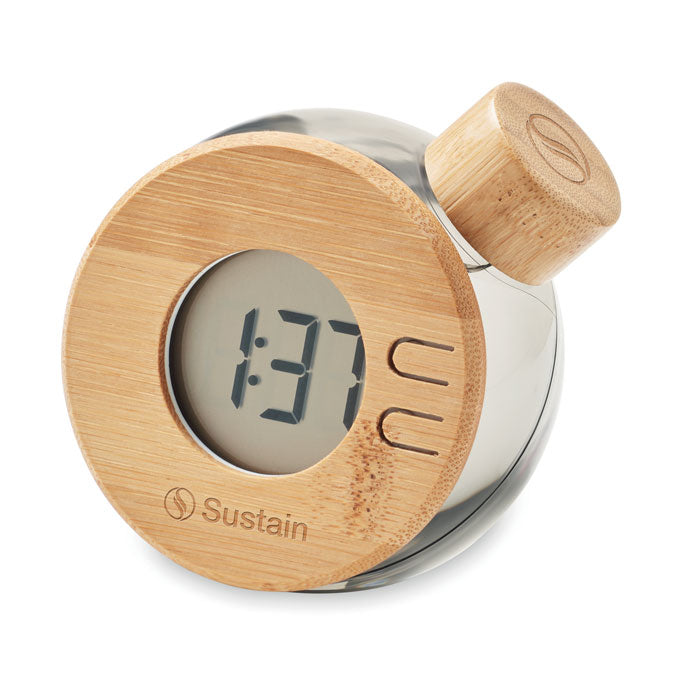 Wasserbetriebene LCD Uhr aus Bambus