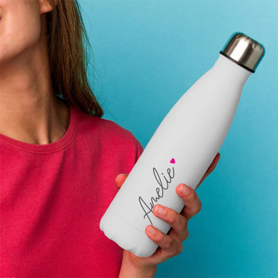 Trinkflasche Edelstahl mit Name - Design Heart