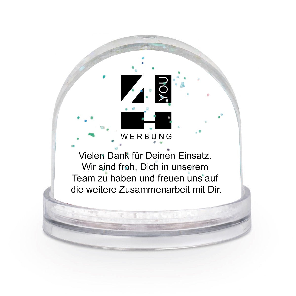 Schneekugel mit Logo / Wunschtext / Wunschfoto