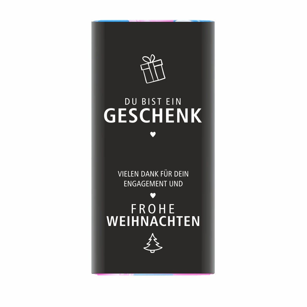 Schokolade "Du/Sie bist/sind ein Geschenk" - mit Logo (schwarze Serie)