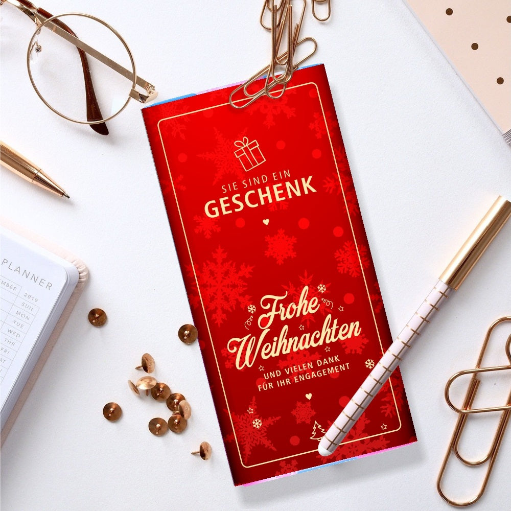 Schokolade "Du/Sie bist/sind ein Geschenk" - mit Logo (rote Serie)