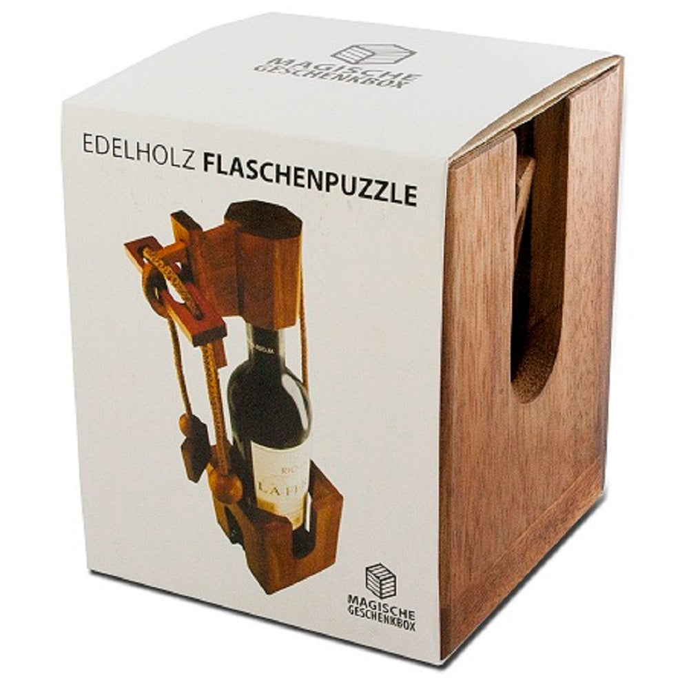 Edelholz Flaschenpuzzle zum Jubiläum mit Logo- / Textgravur