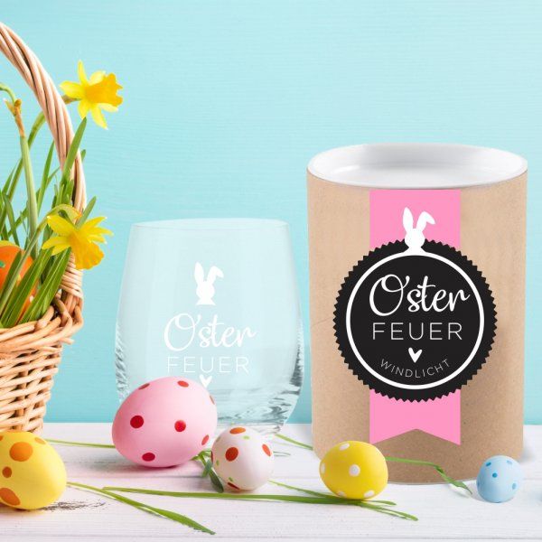 Windlicht "Osterfeuer" mit Geschenkbox