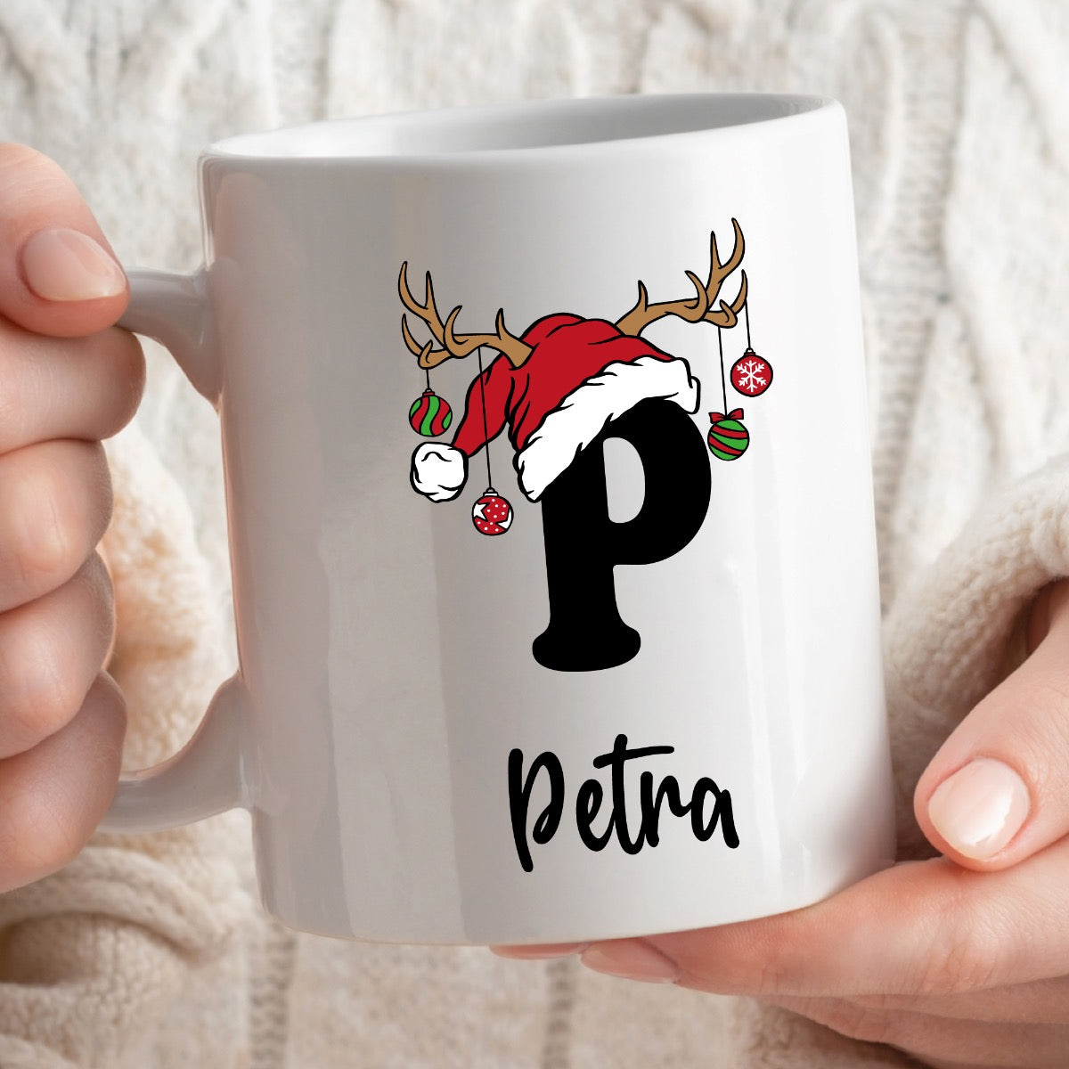 Weihnachtstasse - Monogram individualisiert