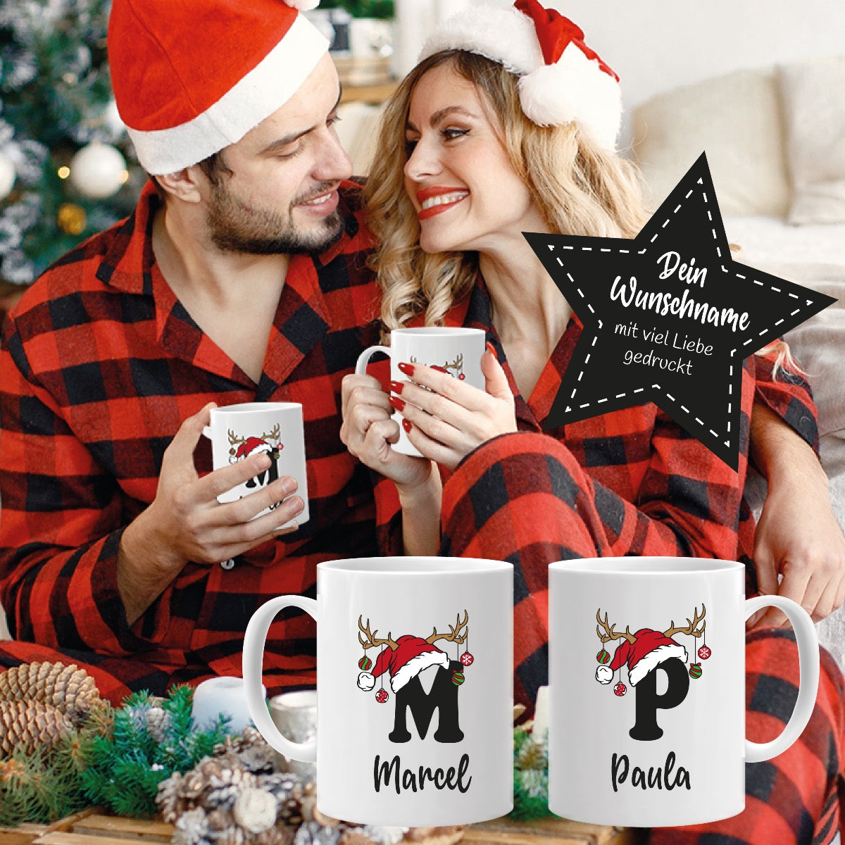 Weihnachtstasse - Monogram individualisiert