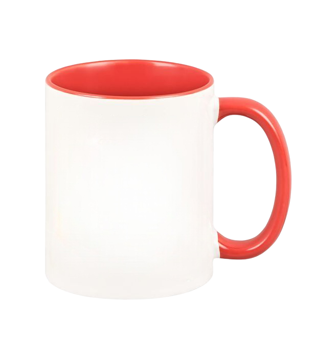 Keramiktasse rot - farbiger Henkel & Innenwand