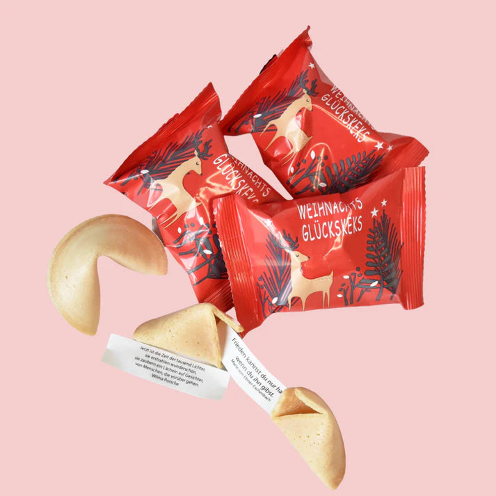 Adventskalender Geschenk Box mit 24 weihnachtlichen Glückskeksen