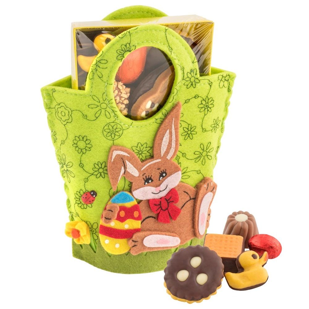 Werbegeschenk Filztasche Hase mit Oster-Gebäckmischung