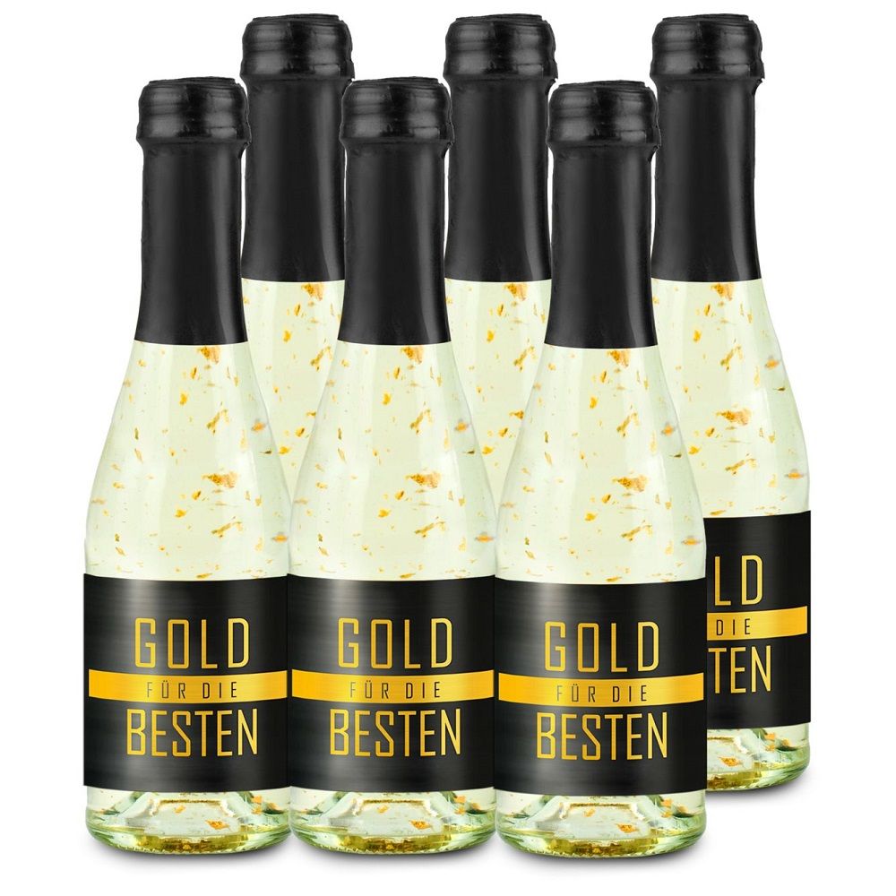6 x Gold für die Besten 0,2 l Flasche - individuell gestaltbar