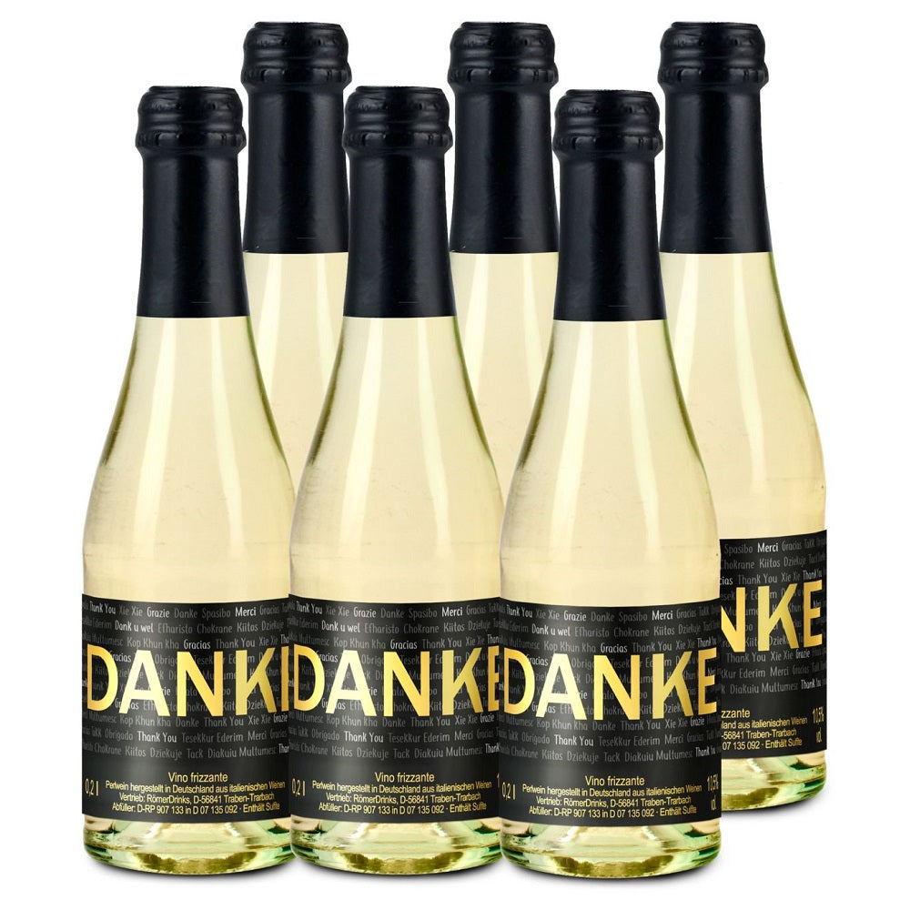 6 x Danke Secco 0,2 l Flasche - individuell gestaltbar