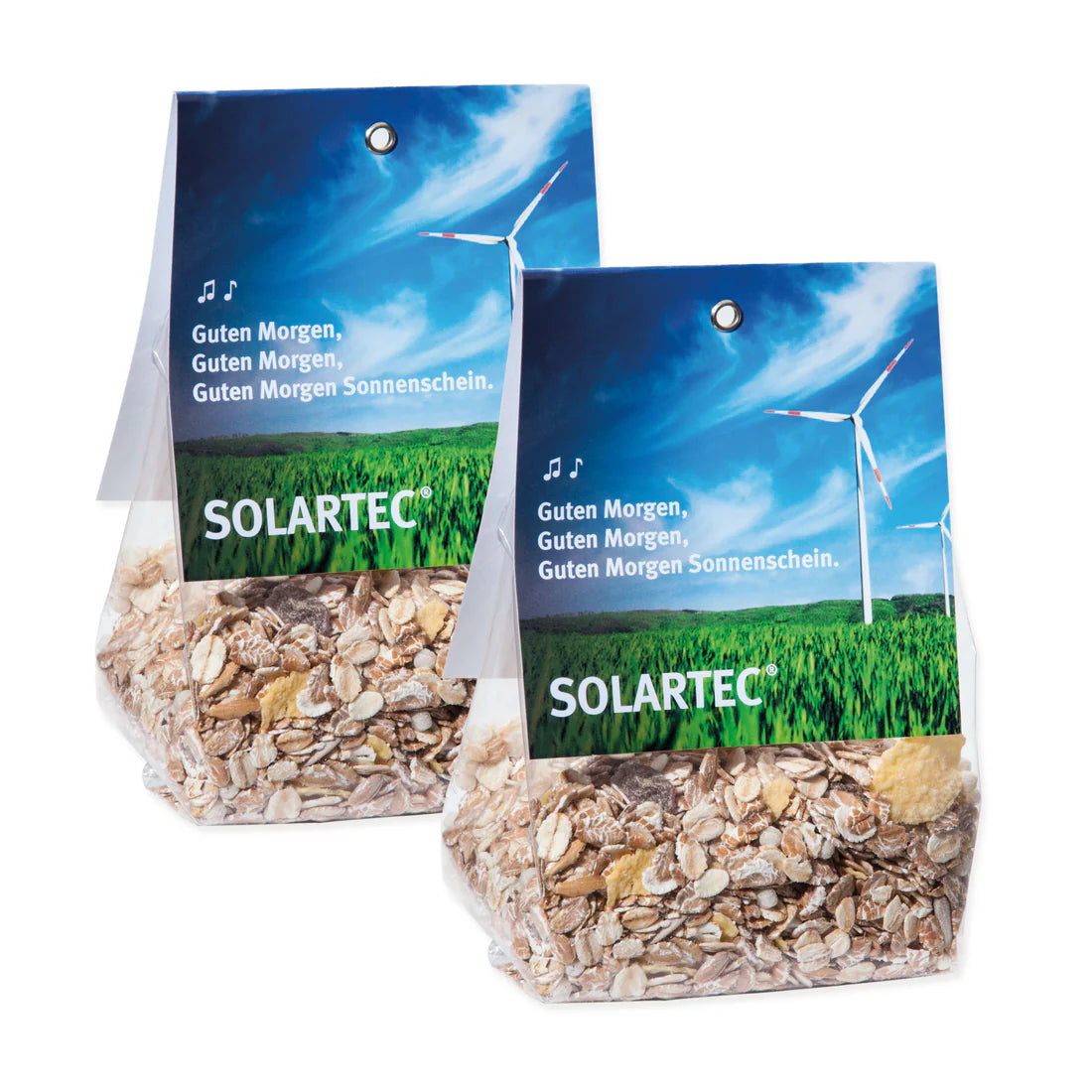Müsli im Mini-Bodenbeutel mit Faltetikett