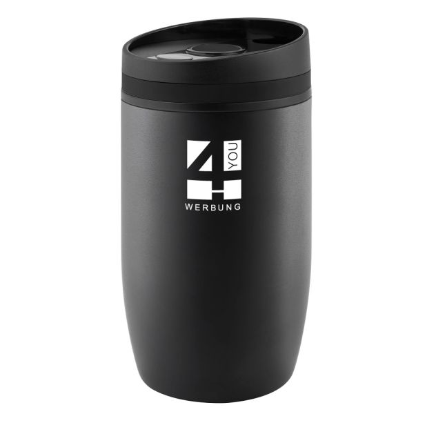 Vakuumbecher "Crema Officina Nero" mit Logogravur