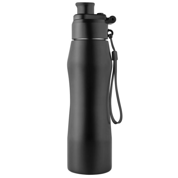 Wassertrinkflasche Refill schwarz mit Logodruck oder -gravur