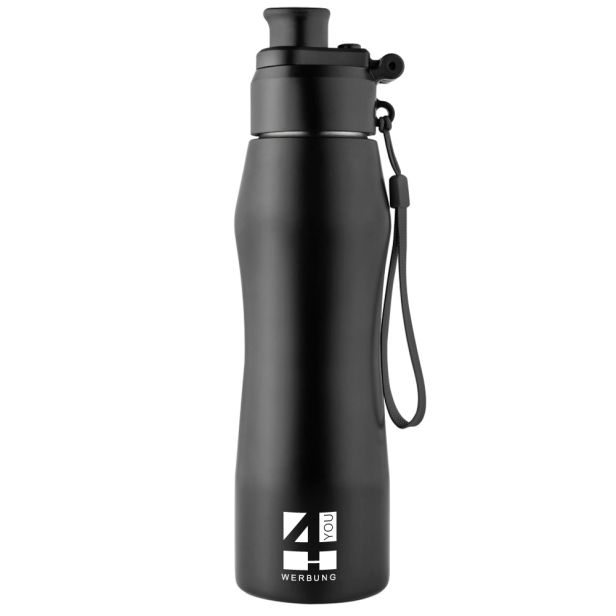 Wassertrinkflasche Refill schwarz mit Logodruck oder -gravur