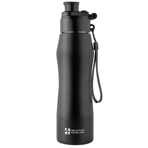 Wassertrinkflasche Refill schwarz mit Logodruck oder -gravur