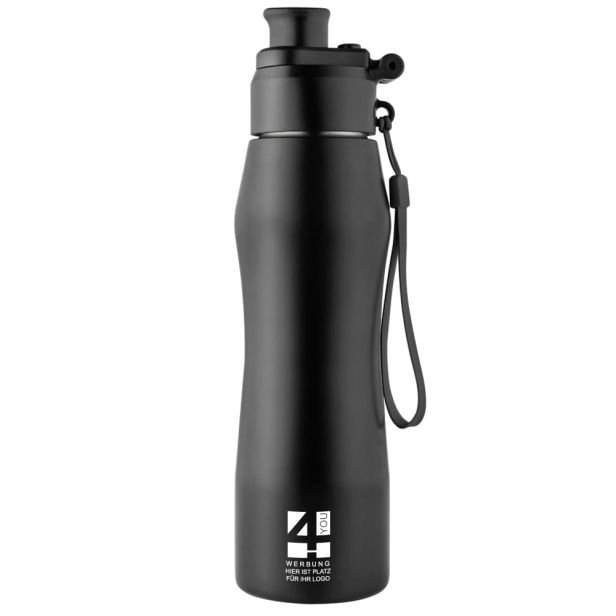 Wassertrinkflasche Refill schwarz mit Logodruck oder -gravur