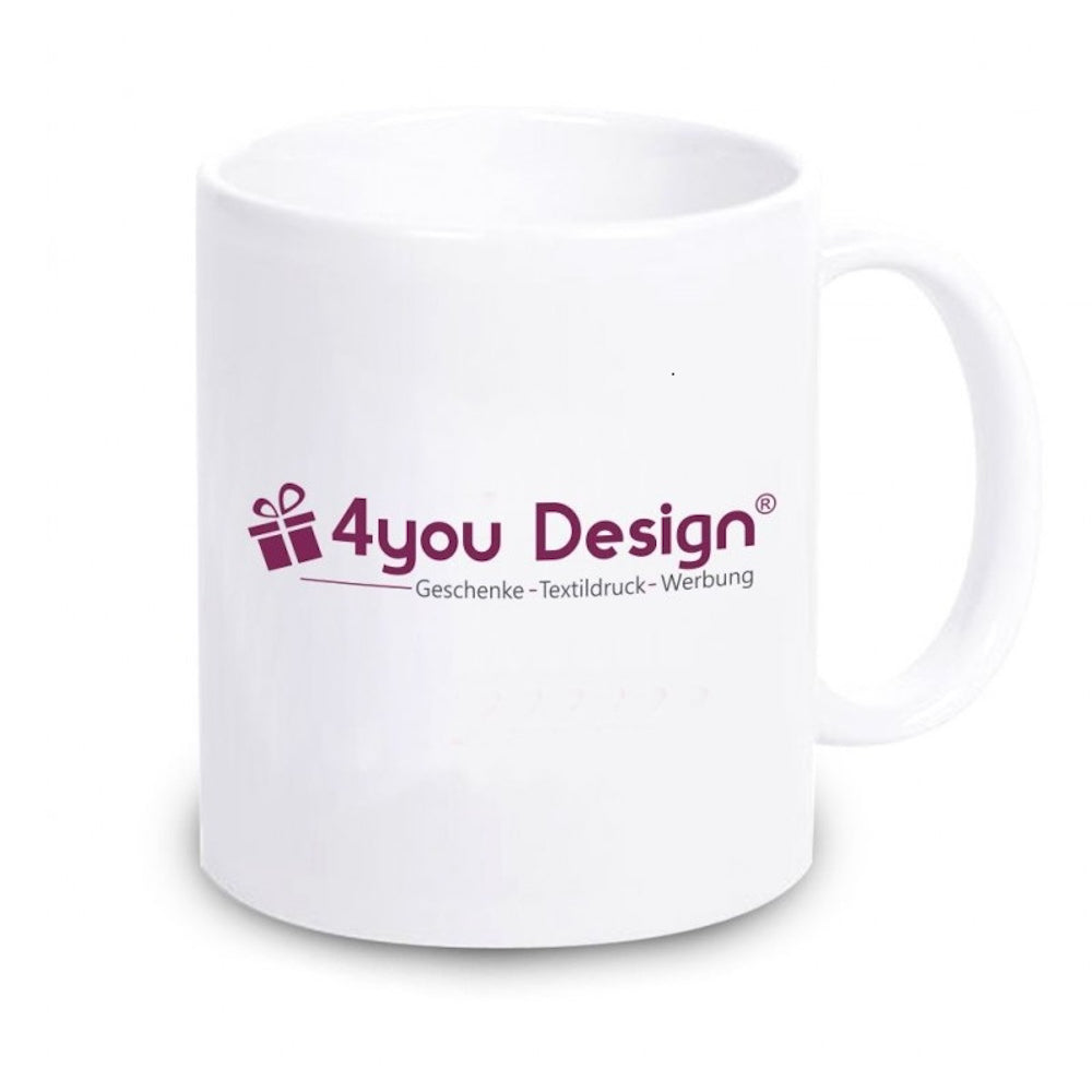 Kaffeebecher beidseitig mit Firmenlogo/Wunschmotiv bedruckt