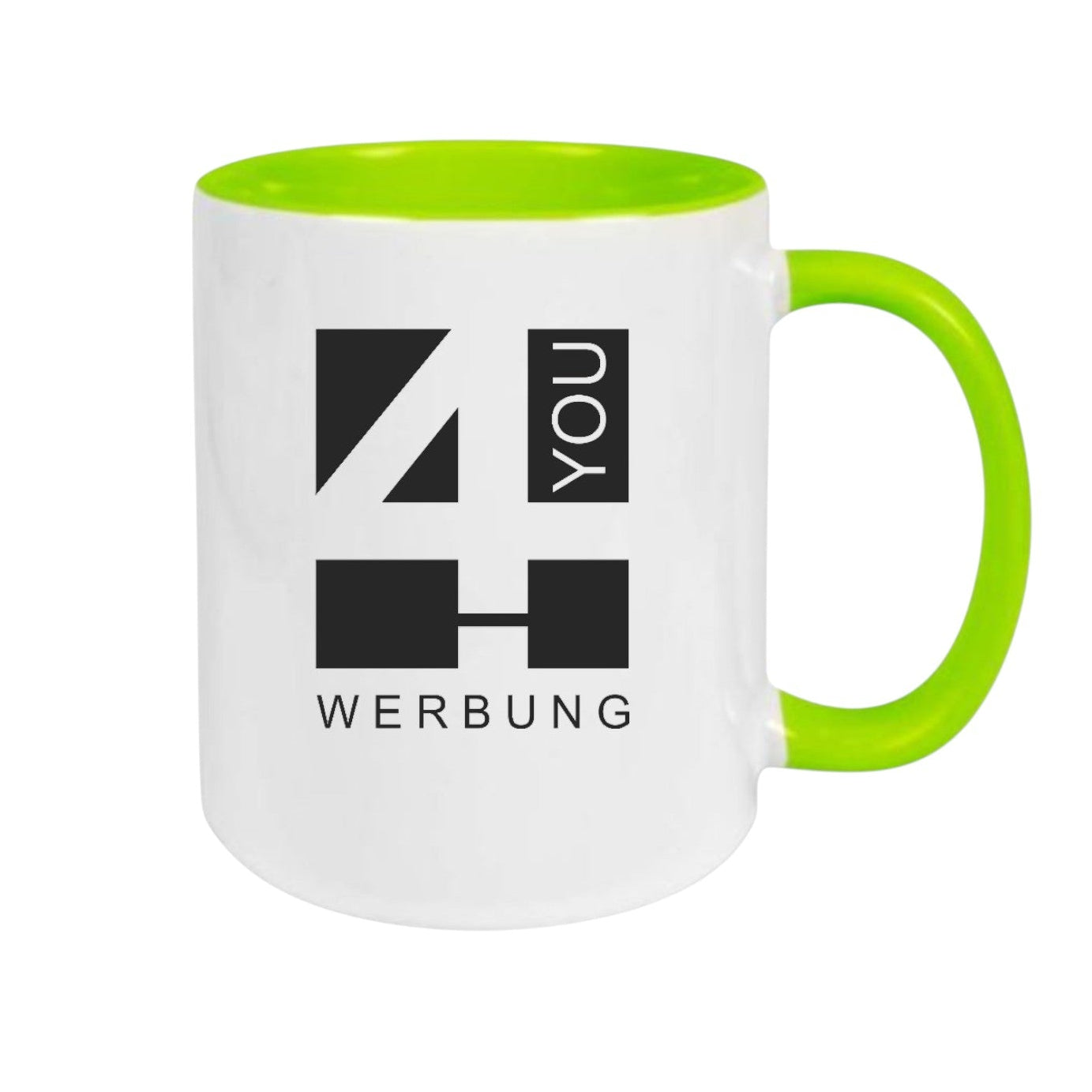 Keramiktasse hellgrün - farbiger Henkel & Innenwand