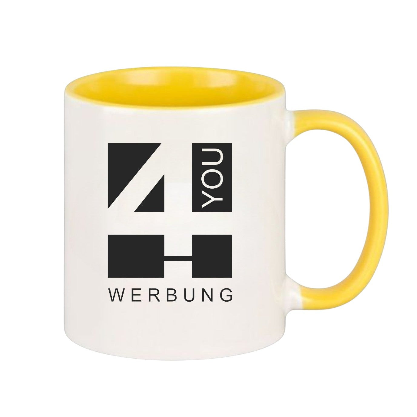 Keramiktasse gelb - farbiger Henkel & Innenwand