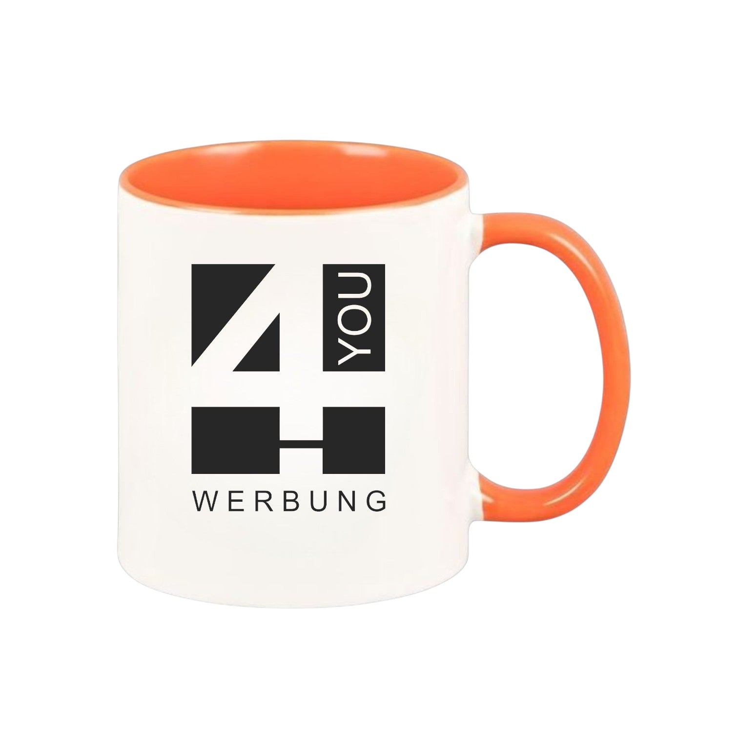 Keramiktasse orange - farbiger Henkel & Innenwand