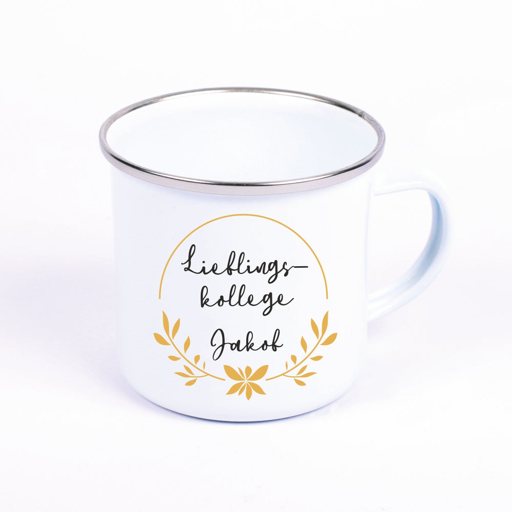 Emaille Tasse "Lieblingskollege" - personalisierbar