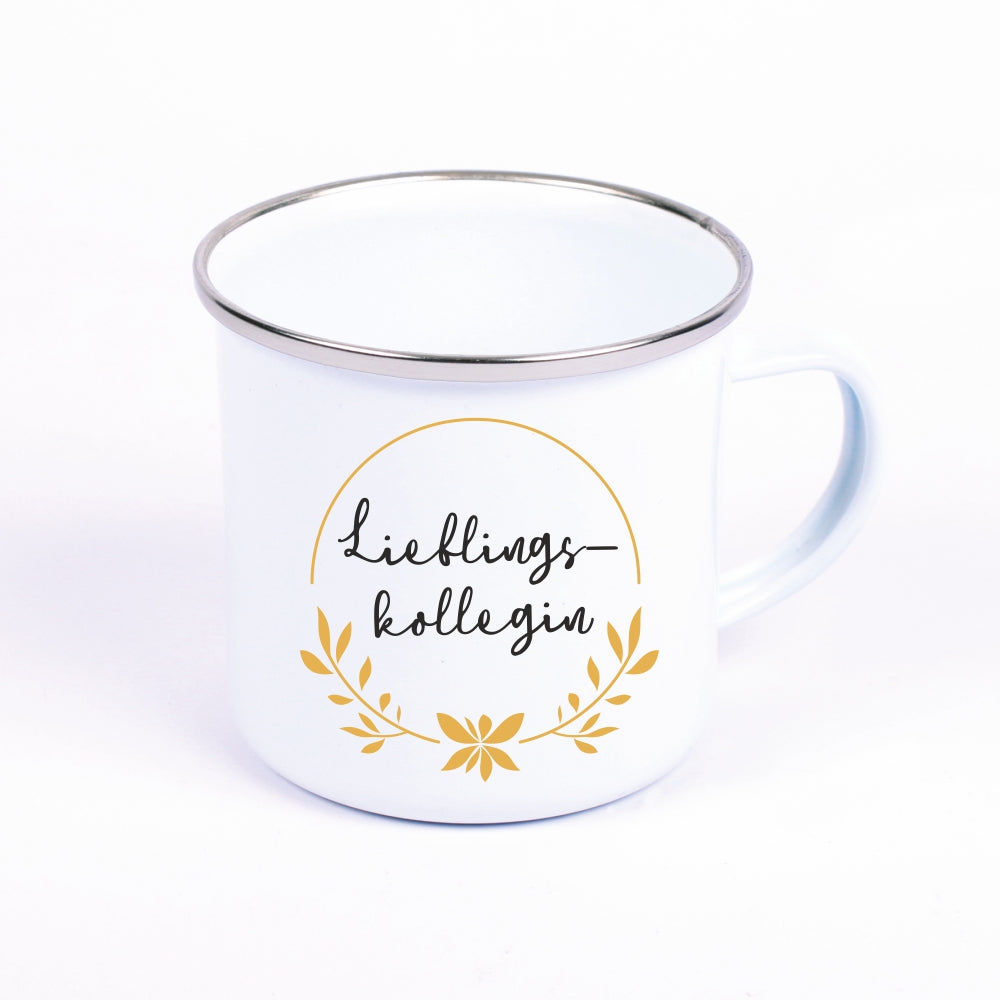 Emaille Tasse "Lieblingskollege" - personalisierbar