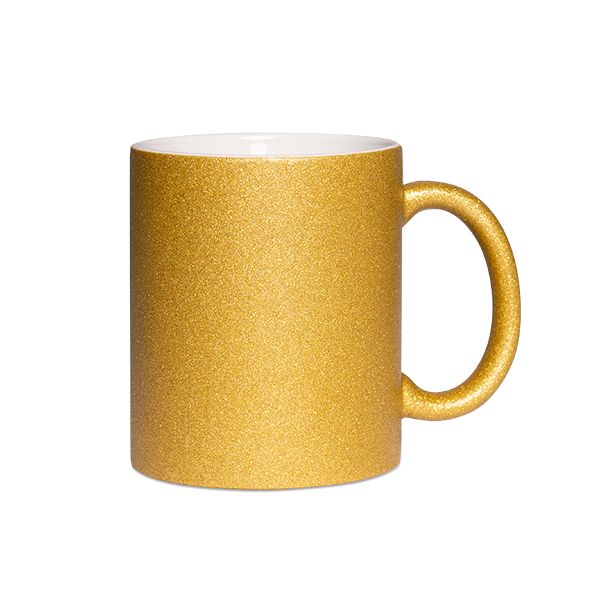 Glitzertasse mit Glitzerpartikeln Gold