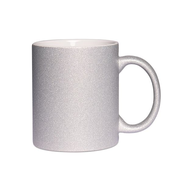 Glitzertasse mit Glitzerpartikeln Silber