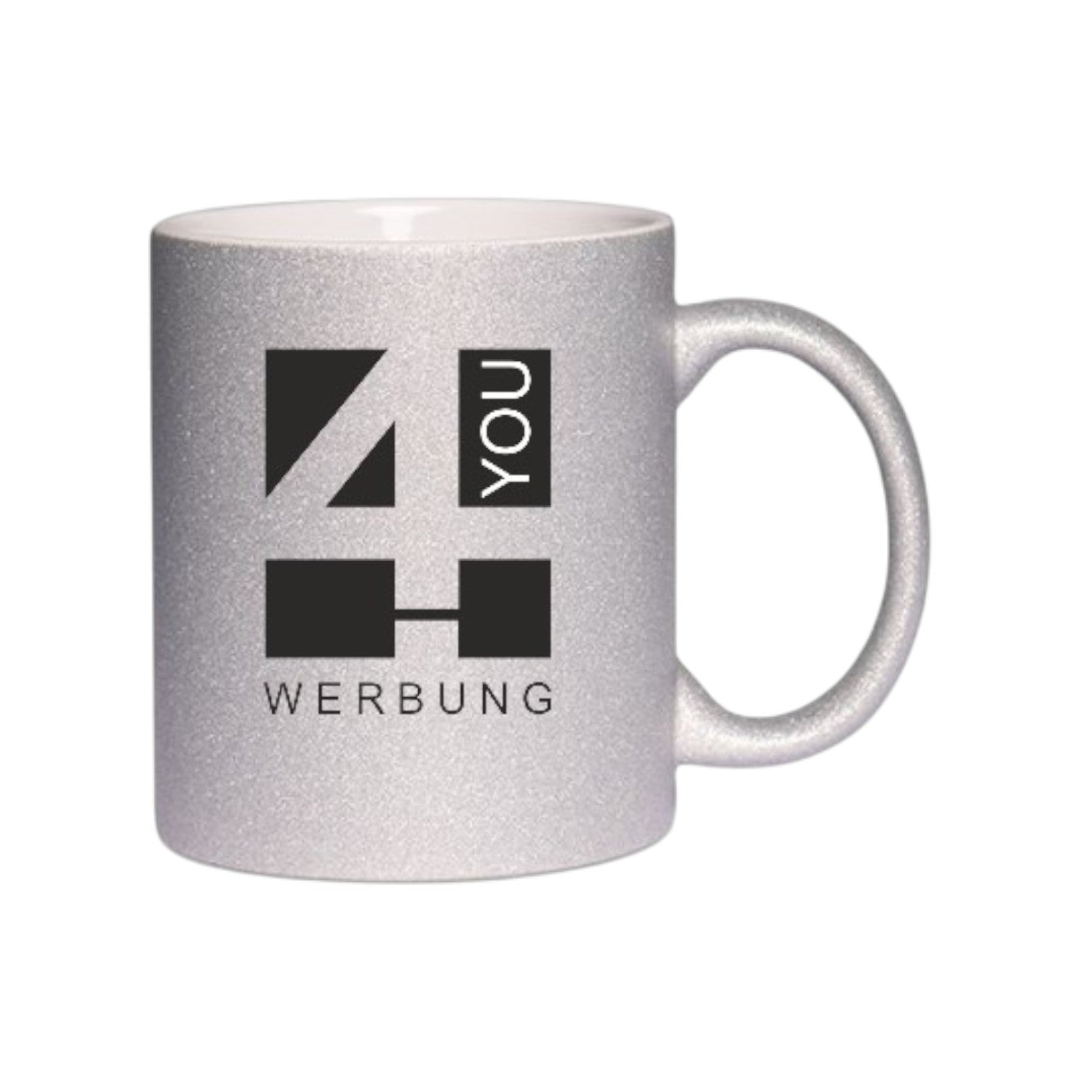 Glitzertasse mit Glitzerpartikeln Silber
