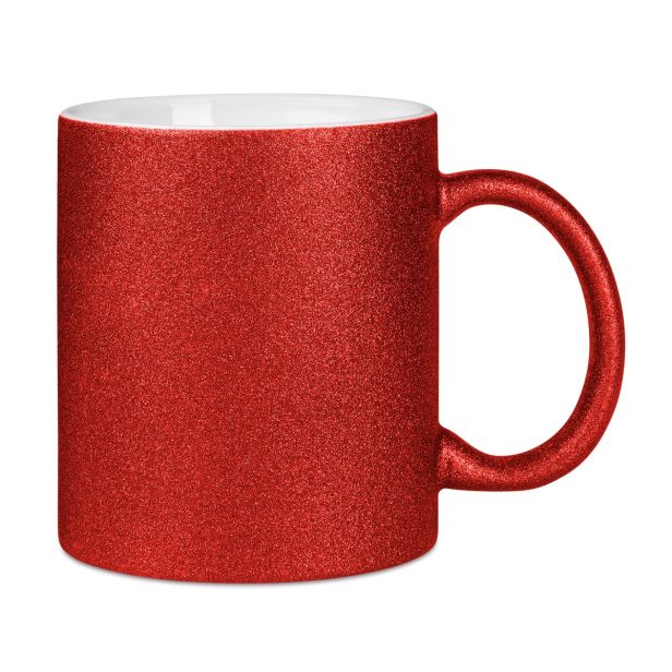 Glitzertasse mit Glitzerpartikeln Rot