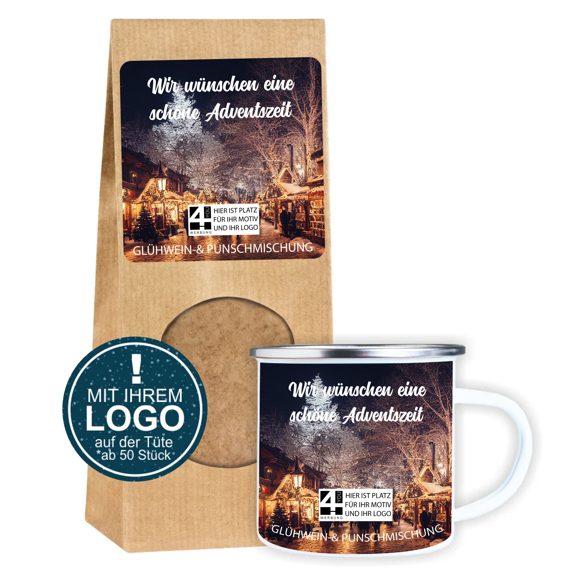 Adventszauber-Set – Emailletasse mit Glühweinmischung