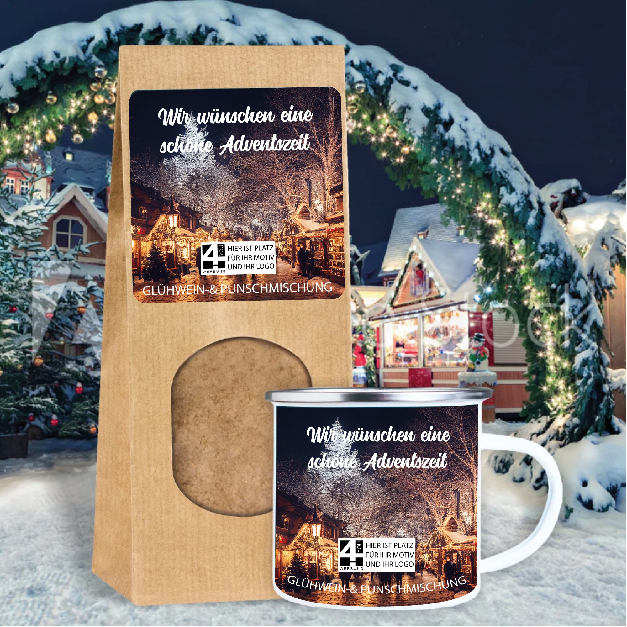 Adventszauber-Set – Emailletasse mit Glühweinmischung