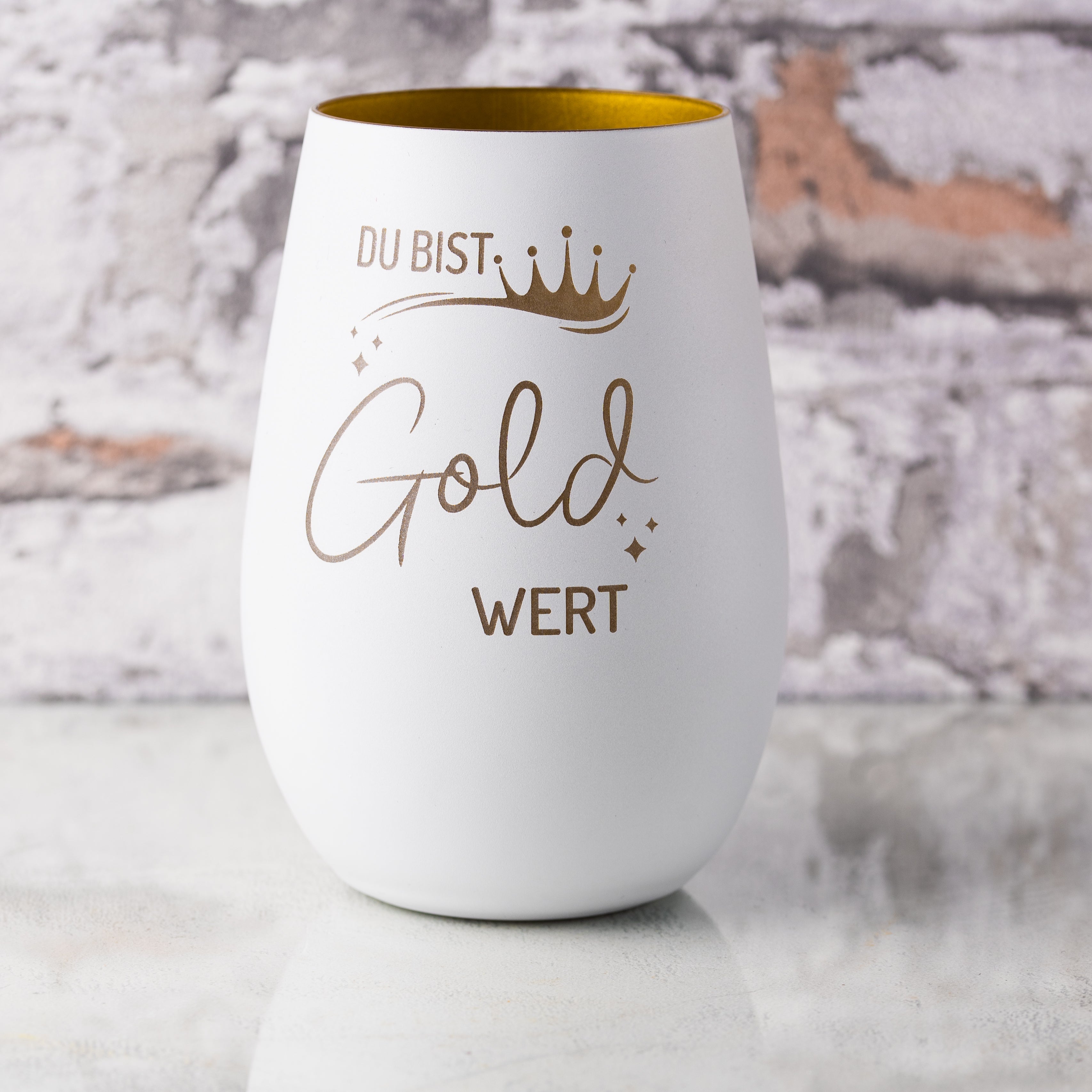 Windlicht "Du bist Gold wert" - personalisierbar