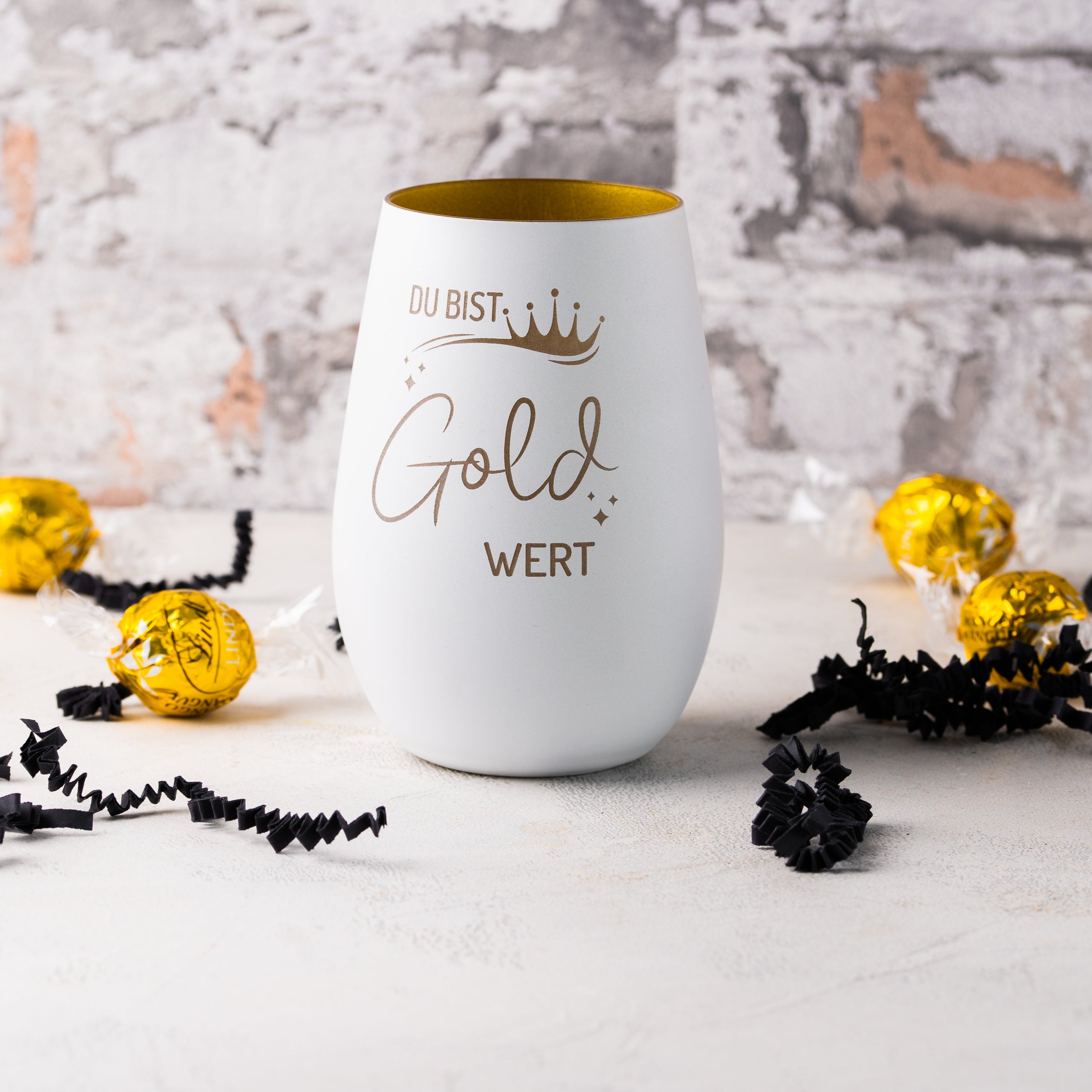 Windlicht "Du bist Gold wert" - personalisierbar