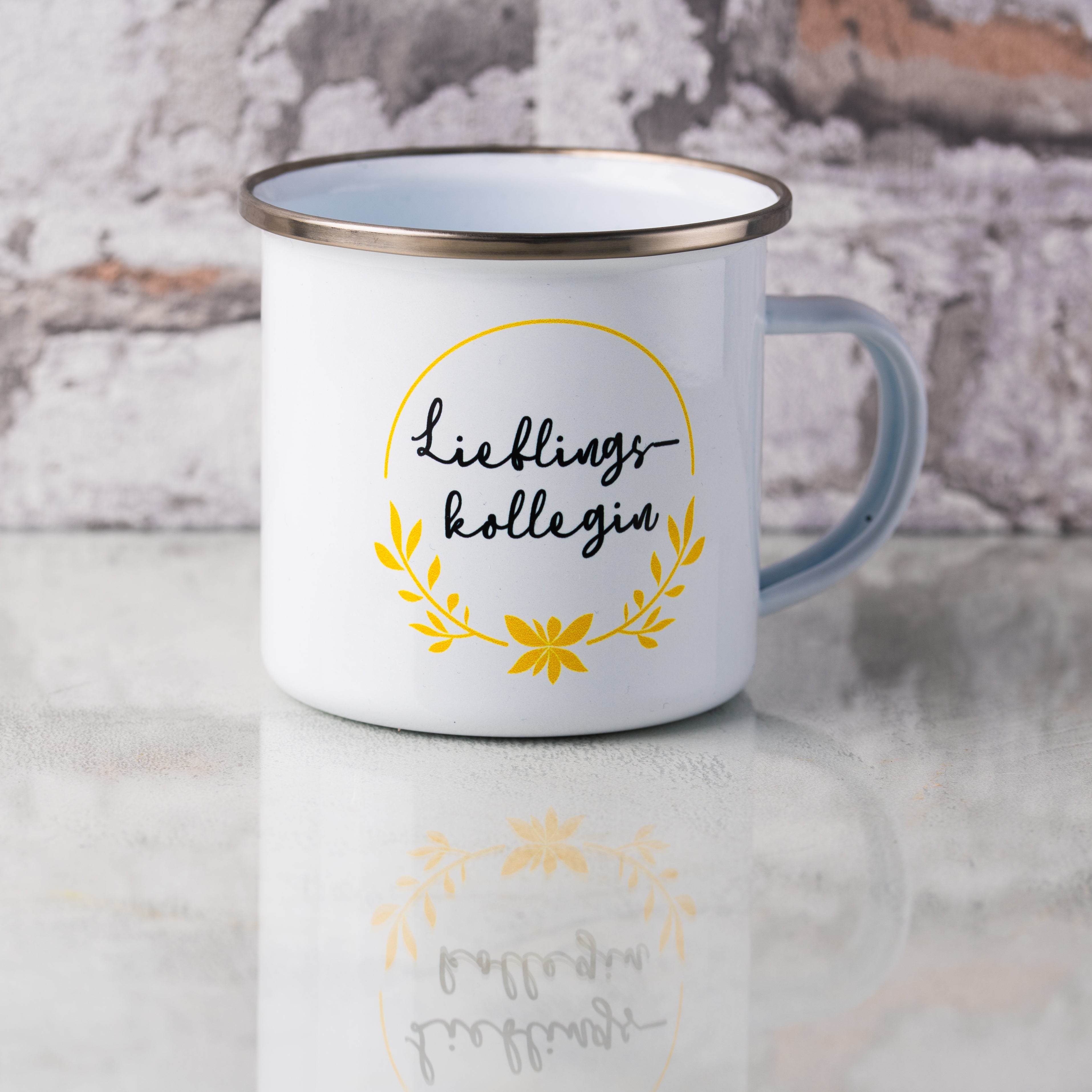 Emaille Tasse "Lieblingskollege" - personalisierbar