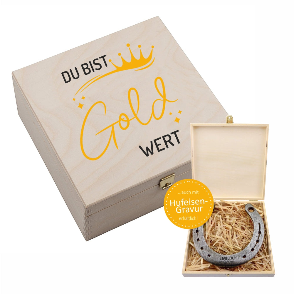 Glückshufeisen "Du bist Gold wert" - personalisierbar