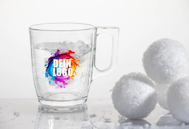 Glühweinbecher - Klarglas - mit Druck  & optionalem Eichstrich