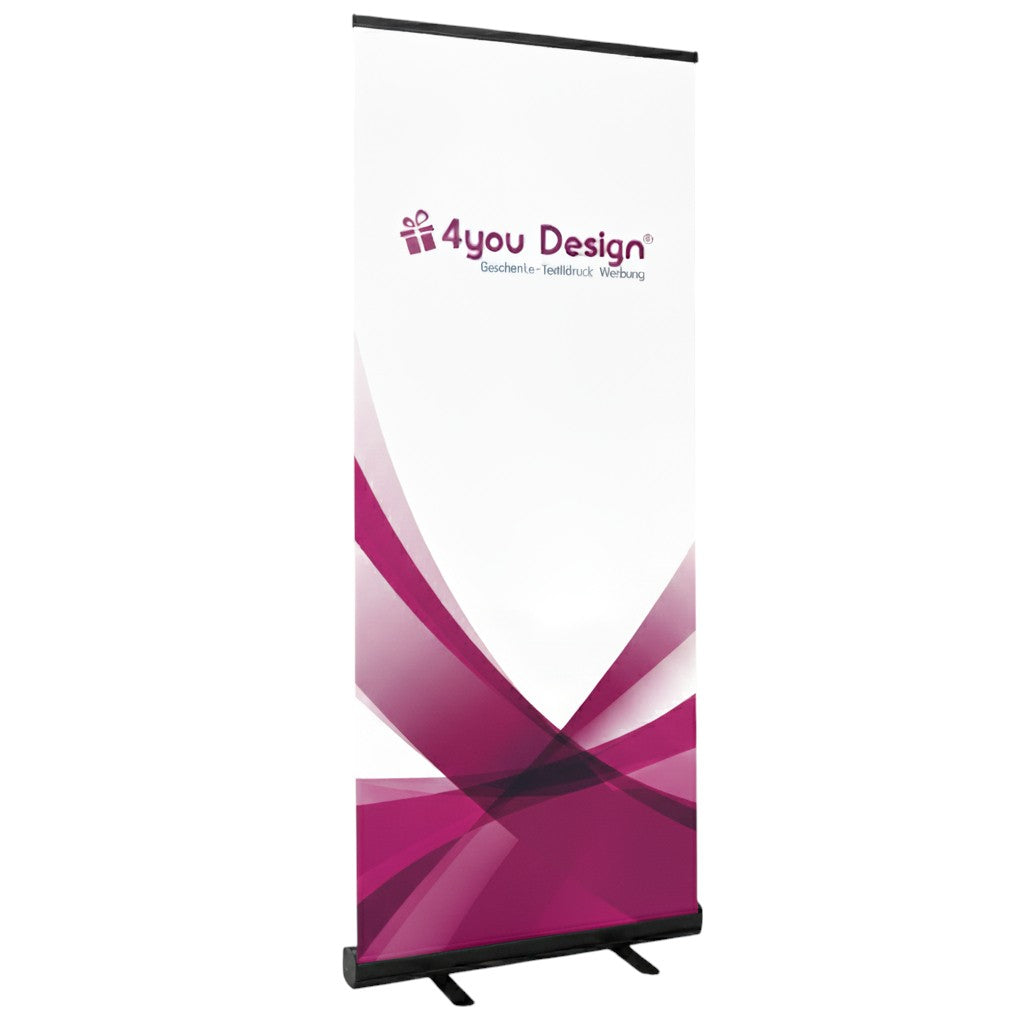 Roll-Up Bannerdisplay mit schwarzer Kassette - 85 x 200 cm