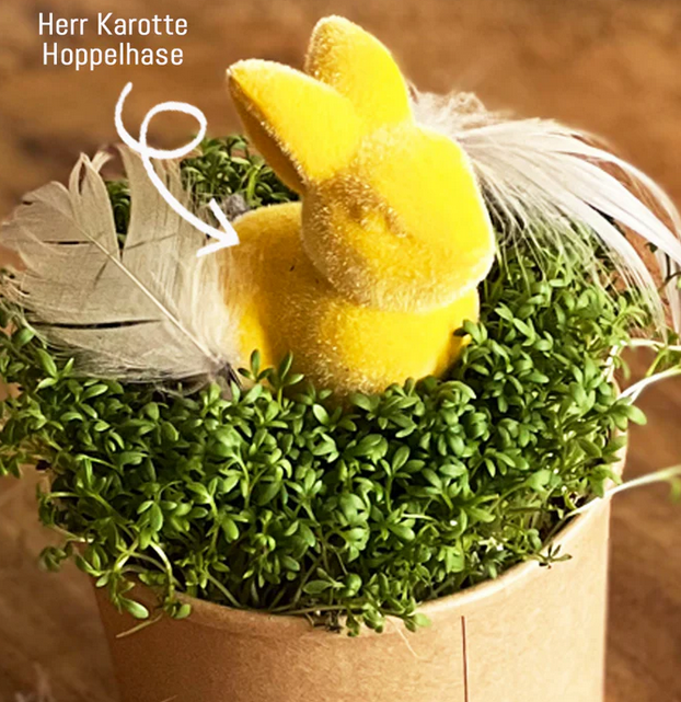 Osterhasengruß Wundertüte in sonnigem Gelb