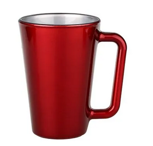 Glühweintasse Rot mit großem Griff mit Wunschdruck  & optionalem Eichstrich