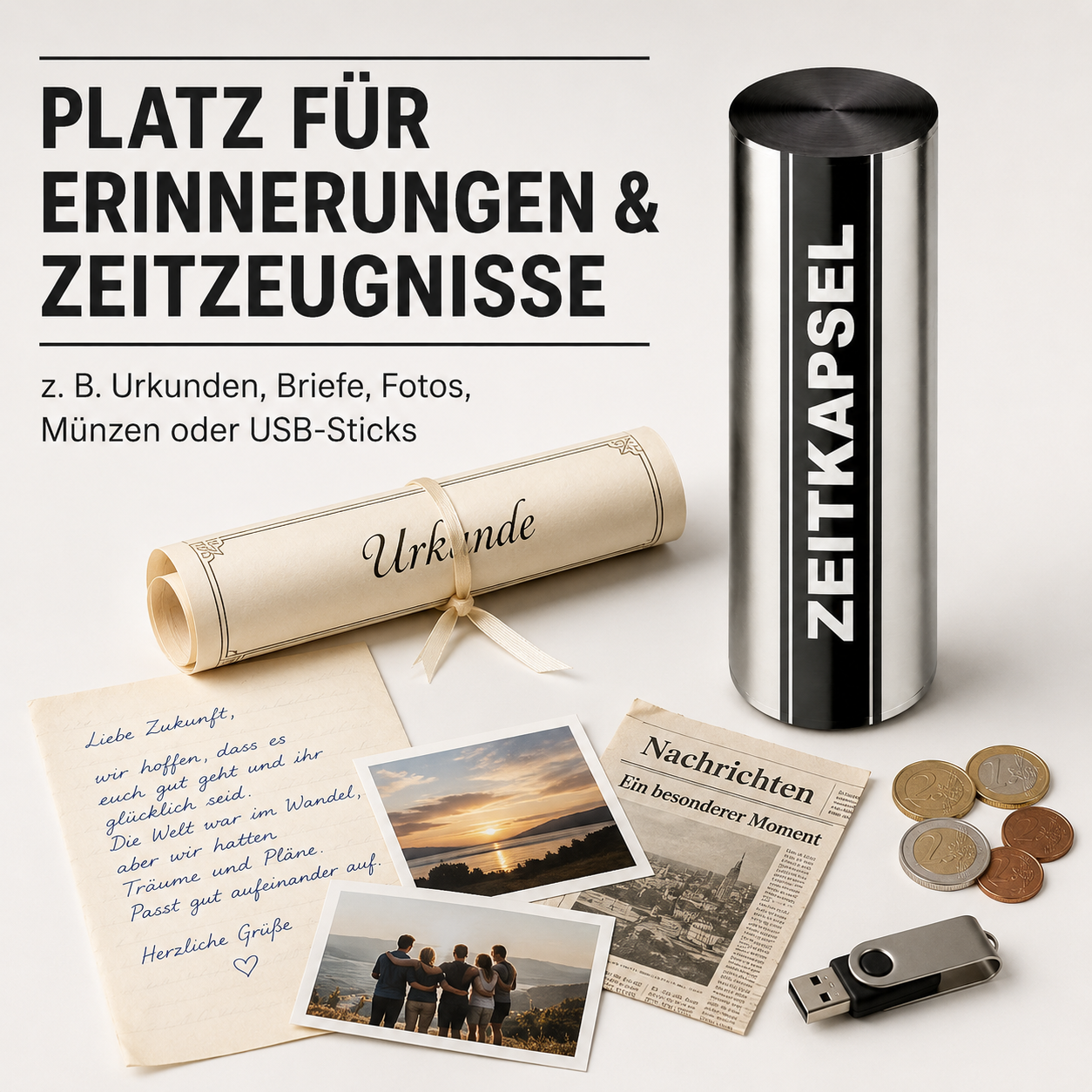 Zeitkapsel mit individuellem Druck, 2 Größen