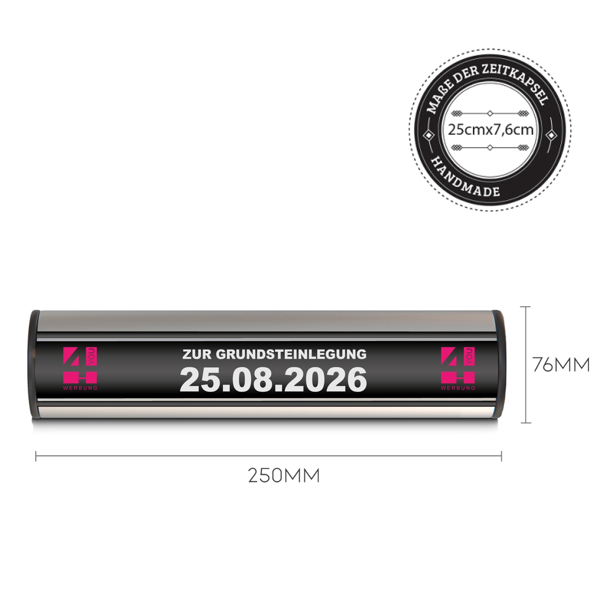 Zeitkapsel mit individuellem Druck, 2 Größen