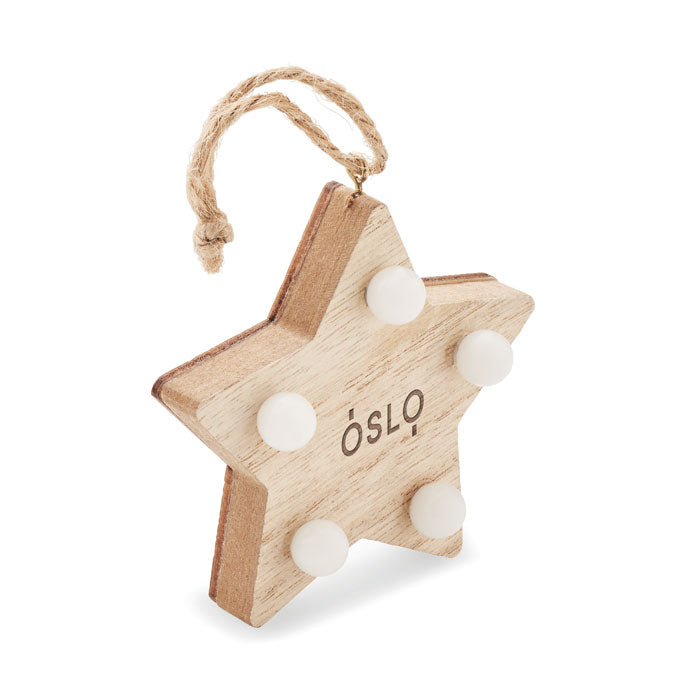 Stern-Anhänger aus Holz mit LED