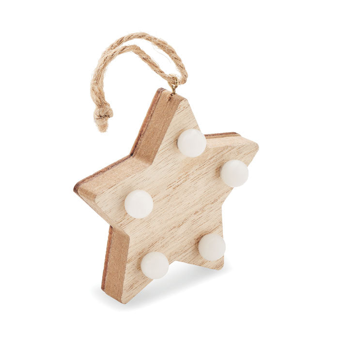 Stern-Anhänger aus Holz mit LED