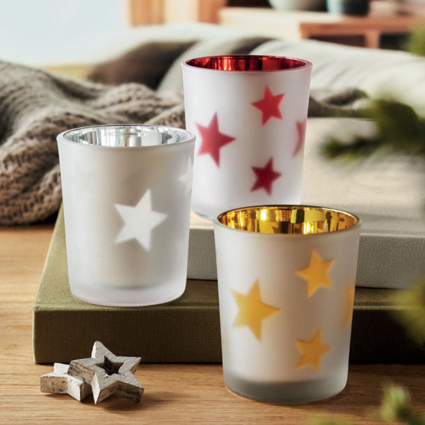 Glashalter mit LED-Teelicht - Sterne