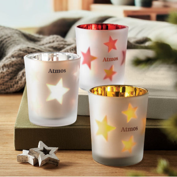 Glashalter mit LED-Teelicht - Sterne