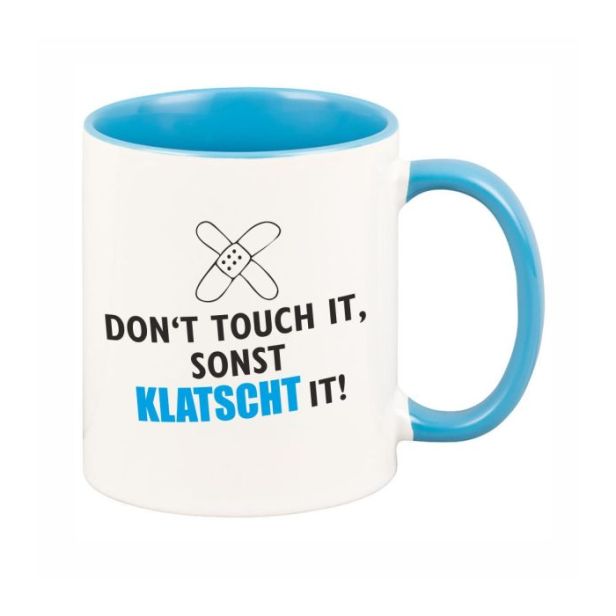 Keramiktasse hellblau - farbiger Henkel & Innenwand