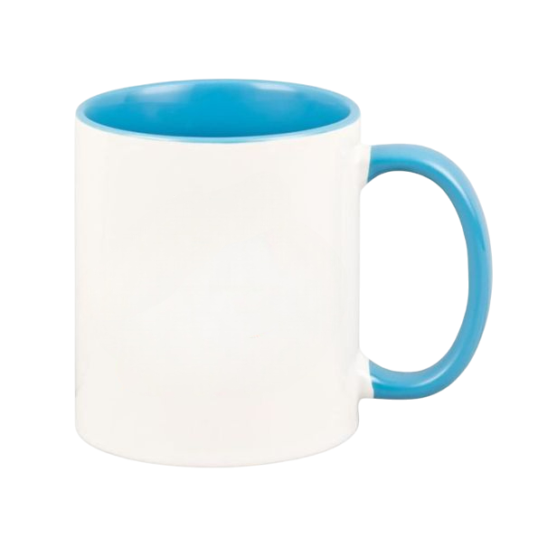 Keramiktasse hellblau - farbiger Henkel & Innenwand