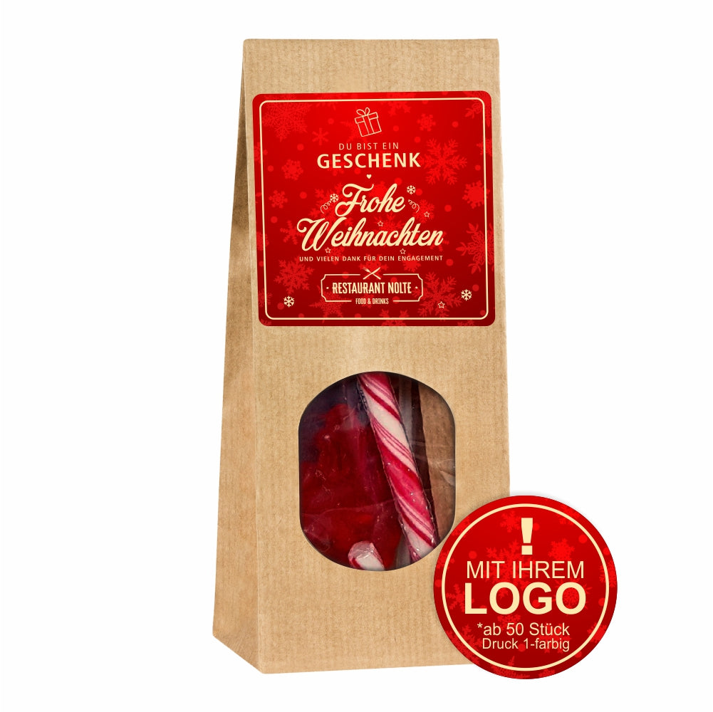 Geschenktüte "Du/Sie bist/sind ein Geschenk" - mit Logo (rote Serie)