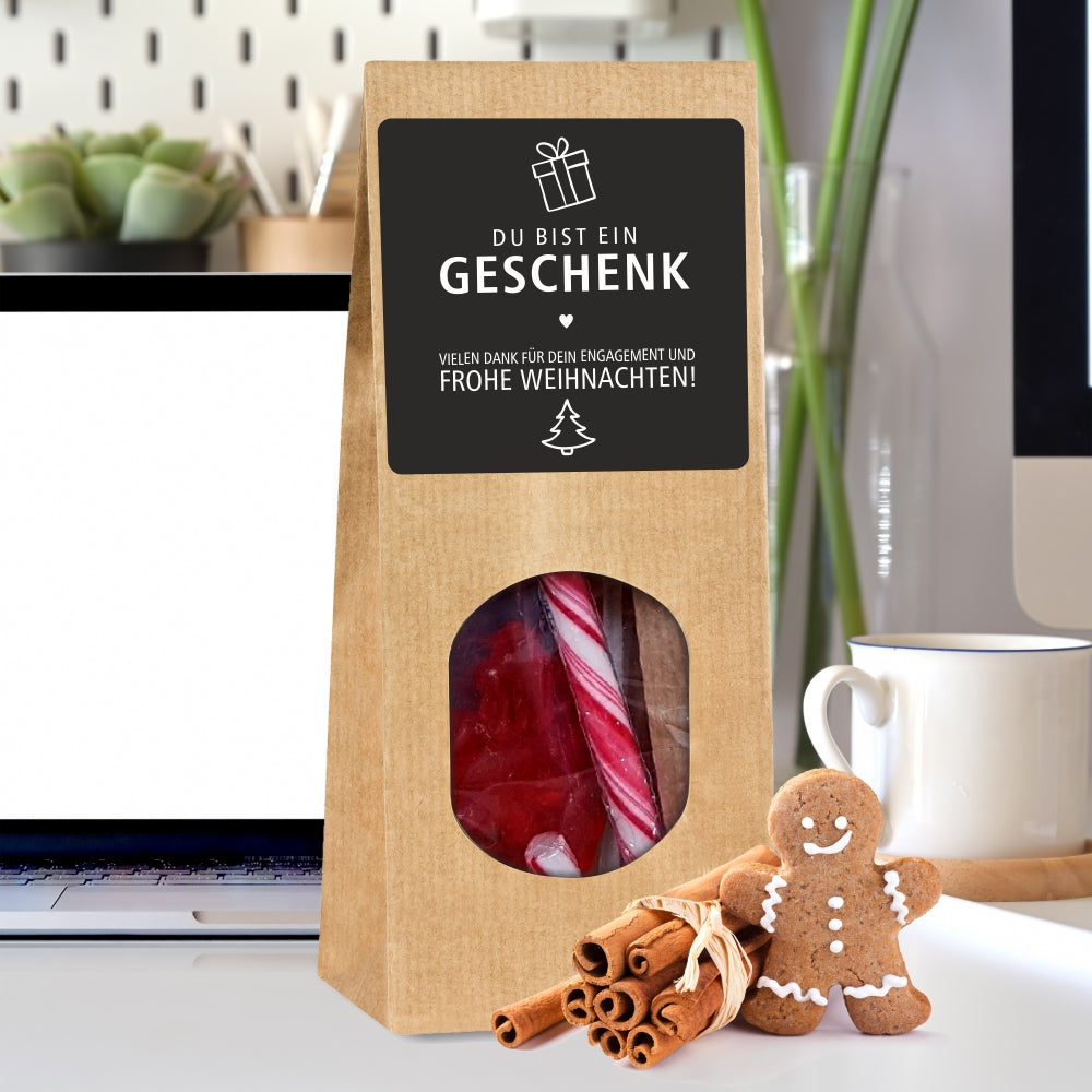 Geschenktüte "Du/Sie bist/sind ein Geschenk" - mit Logo (schwarze Serie)